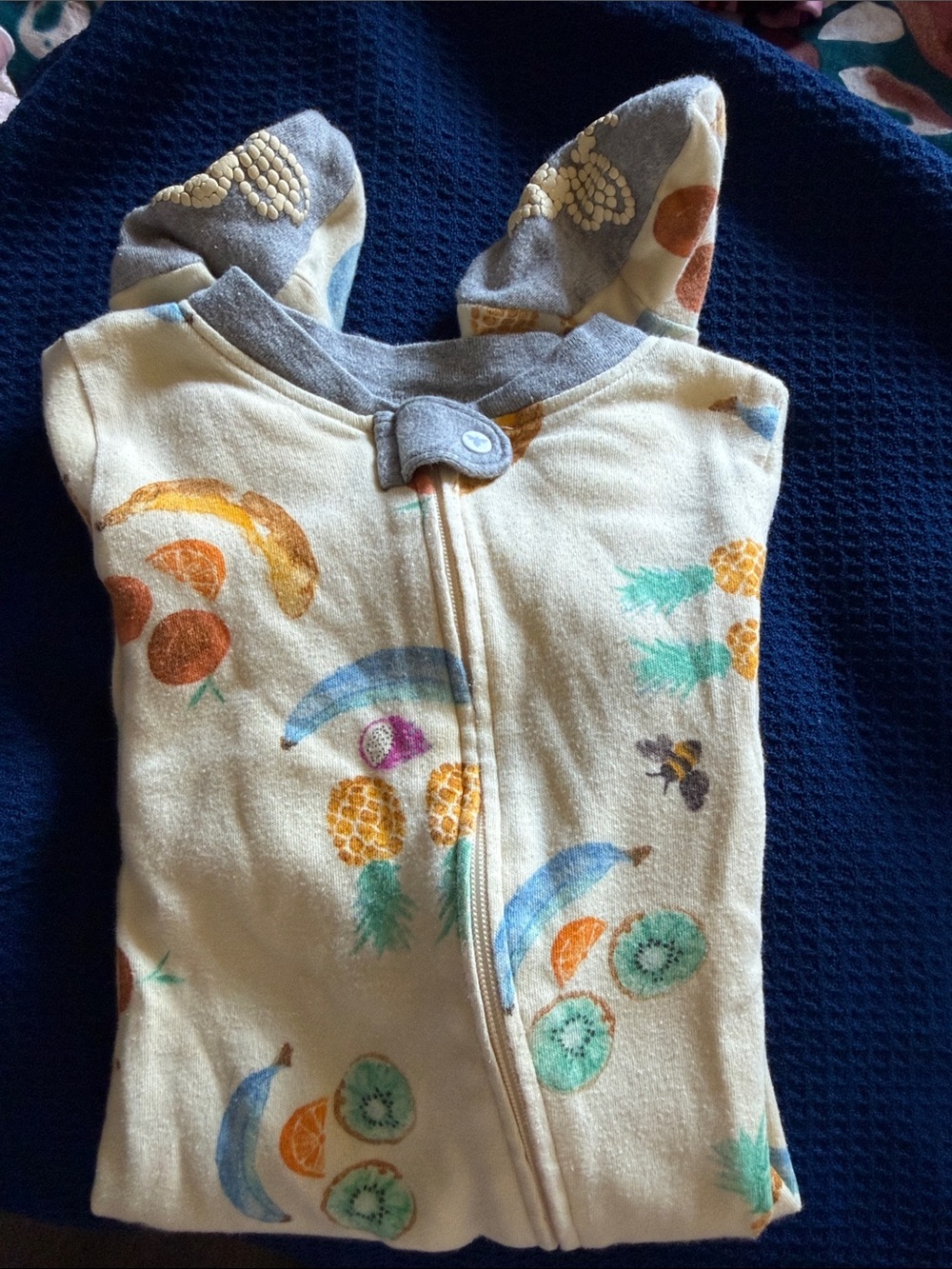 Burt's Bees Baby Cream Fruit Print Footed One-Piece